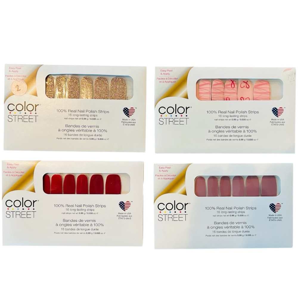 4 Pack Color Street 100% real nail polish strips packages BUNDLE Includes 4 NEW
